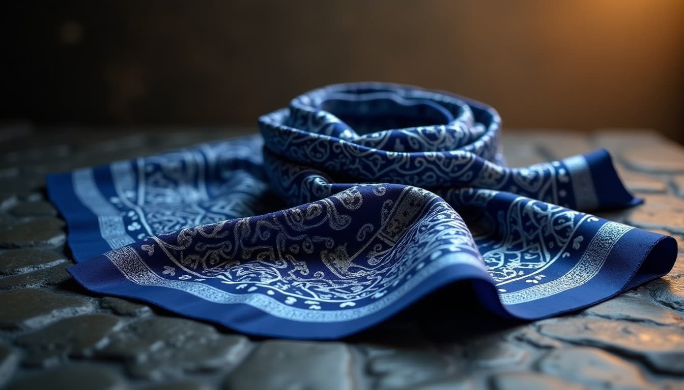Kelaghayi silk scarf on dark stone